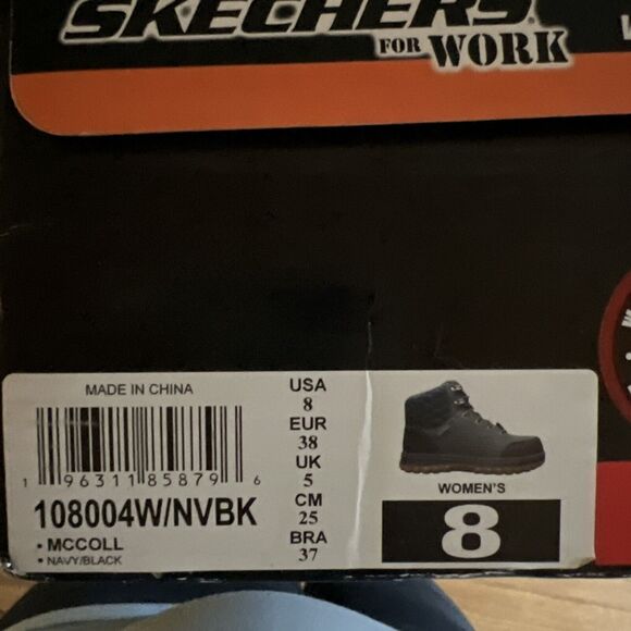 Sketchers For Work W/Memory Foam, Comp Toe, Wide, Size 8 Womans. Navy & Black - Picture 6 of 10